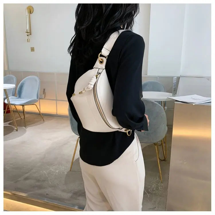 100% Genuine Leather Women Waist Bags Luxury Famous Brand Shoulder Bag Chain Belt Crossbody Female Bag Bolsa Feminina