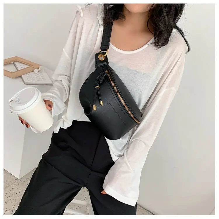 100% Genuine Leather Women Waist Bags Luxury Famous Brand Shoulder Bag Chain Belt Crossbody Female Bag Bolsa Feminina