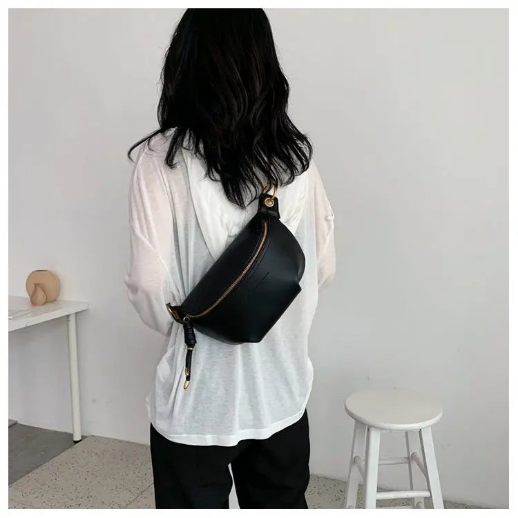 100% Genuine Leather Women Waist Bags Luxury Famous Brand Shoulder Bag Chain Belt Crossbody Female Bag Bolsa Feminina