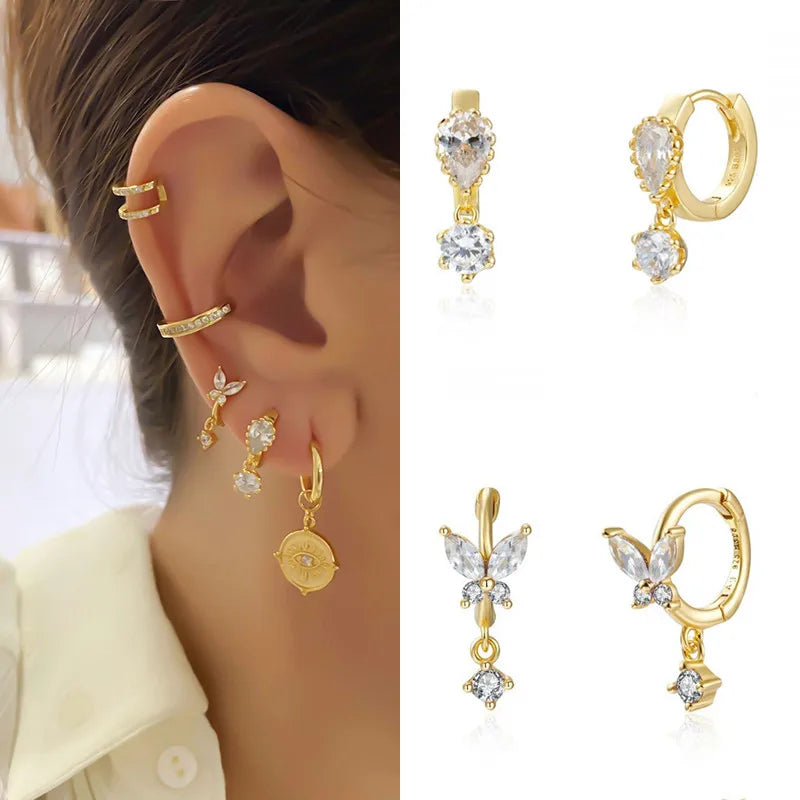 CRMYA Gold Silver Filled Hoop Earrings For Women Opal Zircon Earring Hoops Luxury Mini Earings Ear Jewelry Pendientes