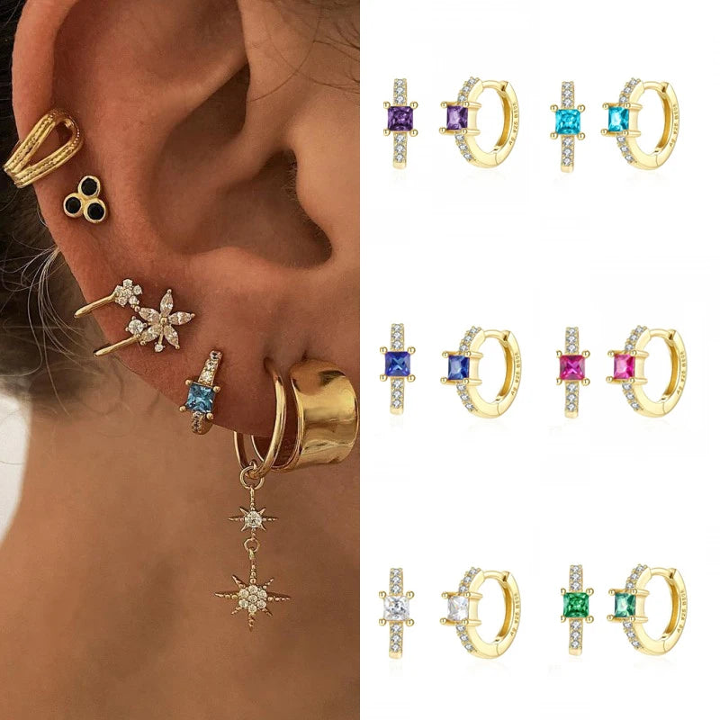 CRMYA Gold Silver Filled Hoop Earrings For Women Opal Zircon Earring Hoops Luxury Mini Earings Ear Jewelry Pendientes