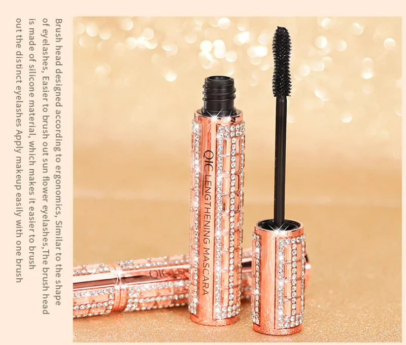 Fashion Diamond 4D Mascara Waterproof Eye Make-up Cosmetics Peanut Silicone Brush Lengthening Curl Lashes Fast Dry