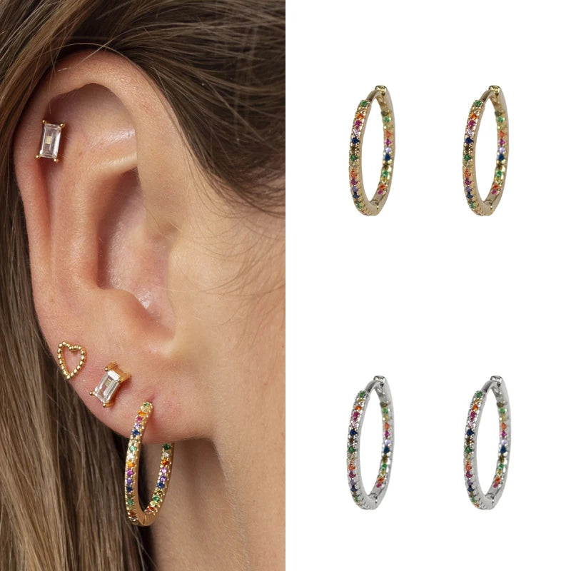 CRMYA Gold Silver Filled Hoop Earrings For Women Opal Zircon Earring Hoops Luxury Mini Earings Ear Jewelry Pendientes