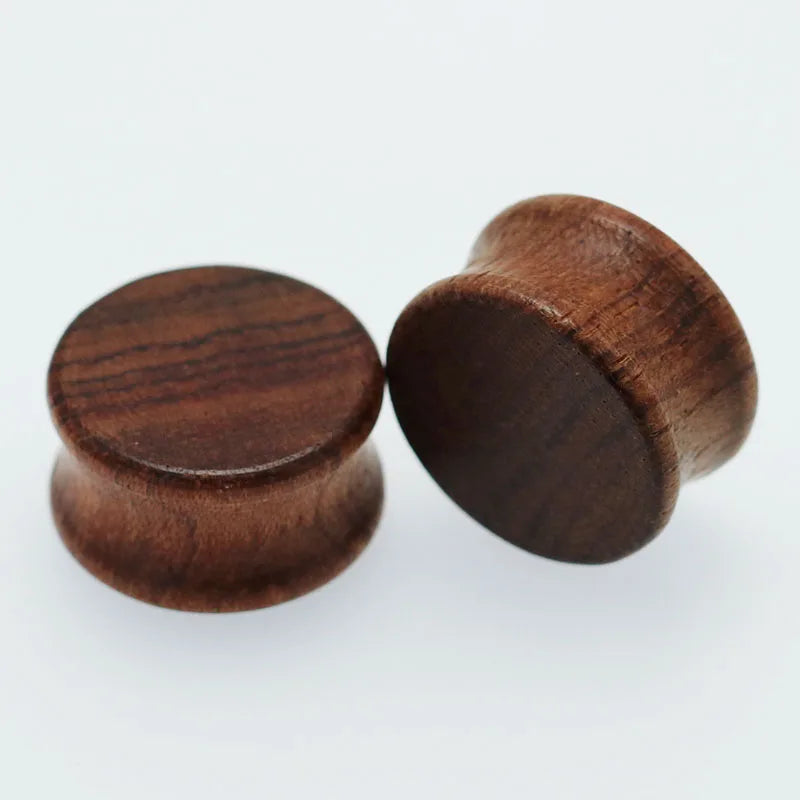 2PCS Fashion Ear Plugs Wood Flesh Tunnels Saddle Ear Gauges 6mm-20mm Solid Hollow Body Piercing Jewelry For Men Women Expanders