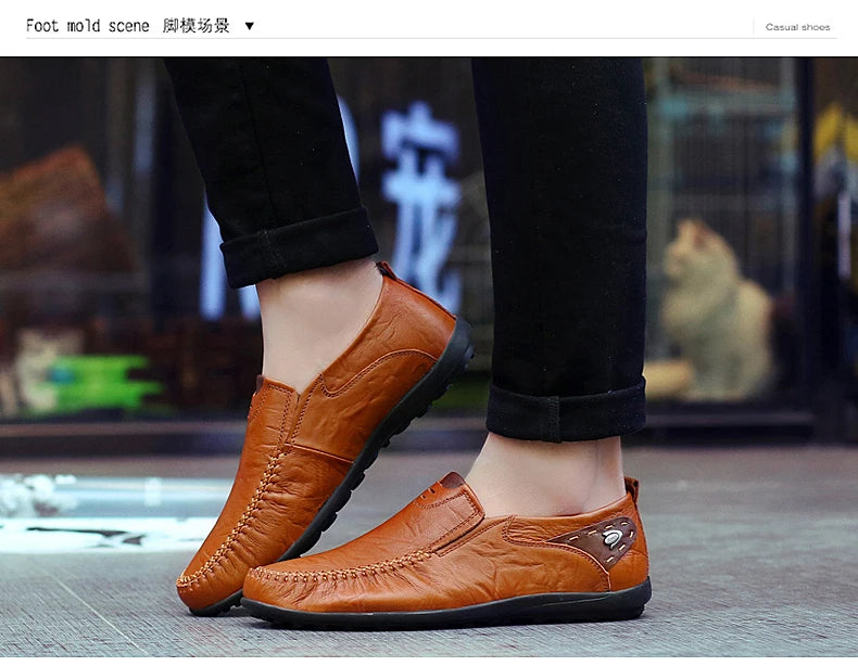 Leather Shoes Men Fashion Leather Genuine High Quality Luxury Brand Comfortable Men Casual Driving Shoes Plus Size 37-47