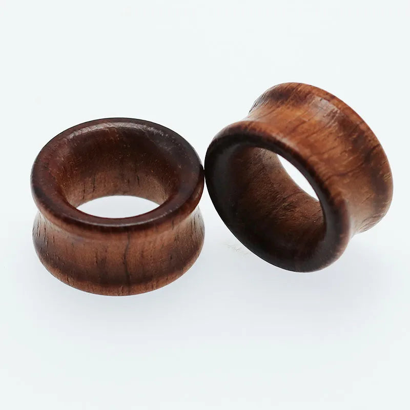 2PCS Fashion Ear Plugs Wood Flesh Tunnels Saddle Ear Gauges 6mm-20mm Solid Hollow Body Piercing Jewelry For Men Women Expanders