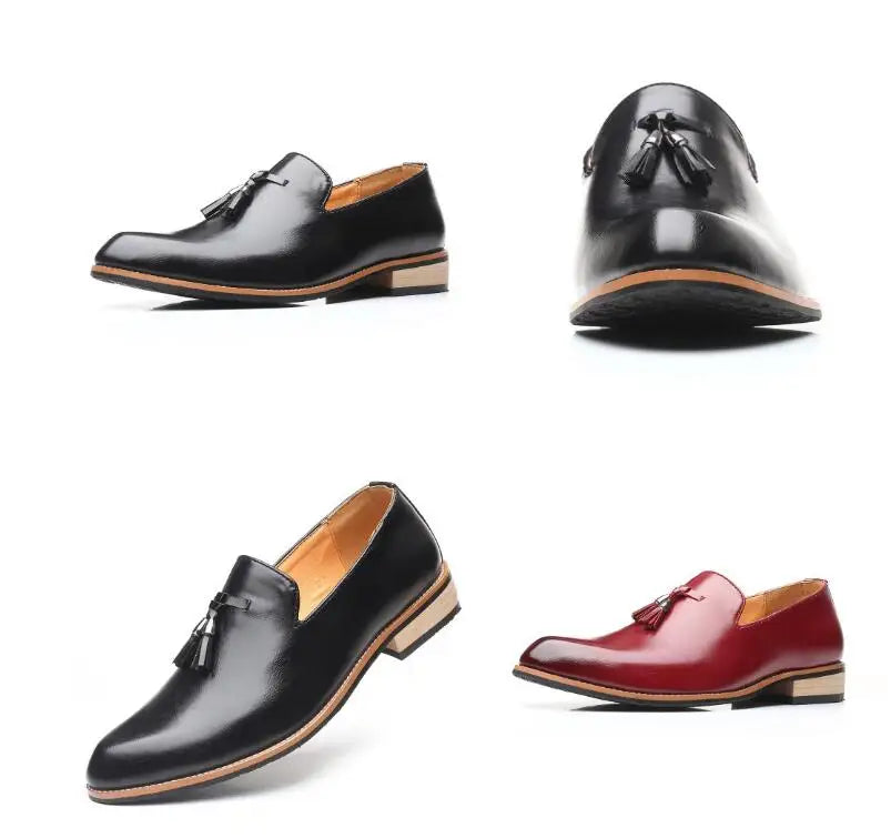 Men Slip on Dress Office Wedding Shoes Men Pointed Toe Dress Leather Shoes Luxury Italian Style Formal Party Shoes  hj65