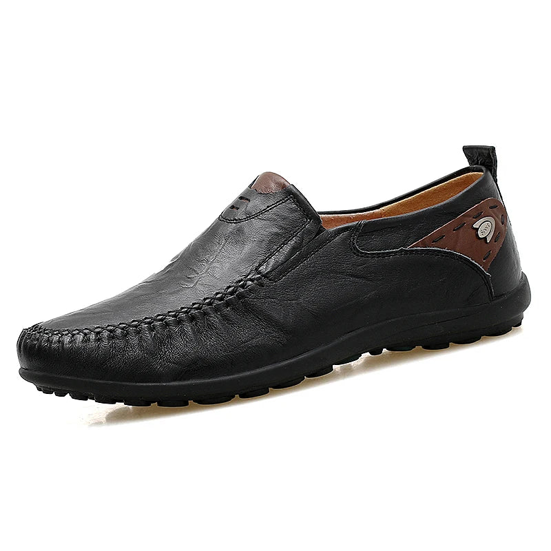 Leather Shoes Men Fashion Leather Genuine High Quality Luxury Brand Comfortable Men Casual Driving Shoes Plus Size 37-47