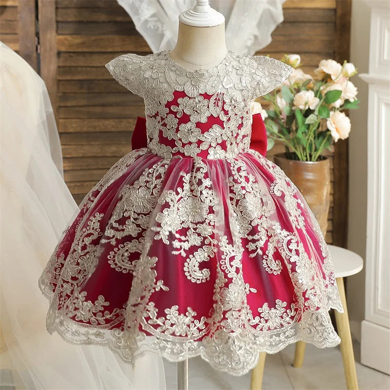 Baby Girls 1st Birthday Baptism Beading Dress For Girls Princess Luxury Embroidery Costumes Kids Party Clothes Toddler Dresses