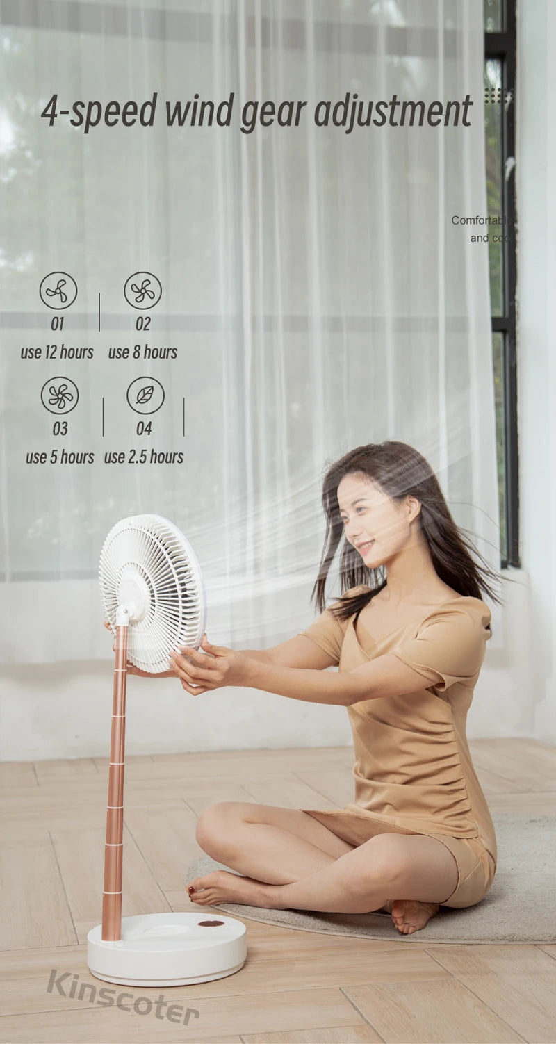 Auto Oscillation Home Floor Fan Electric Wireless Circulator Portable Cordless 10000mah Foldable Ventilator With Remote Control