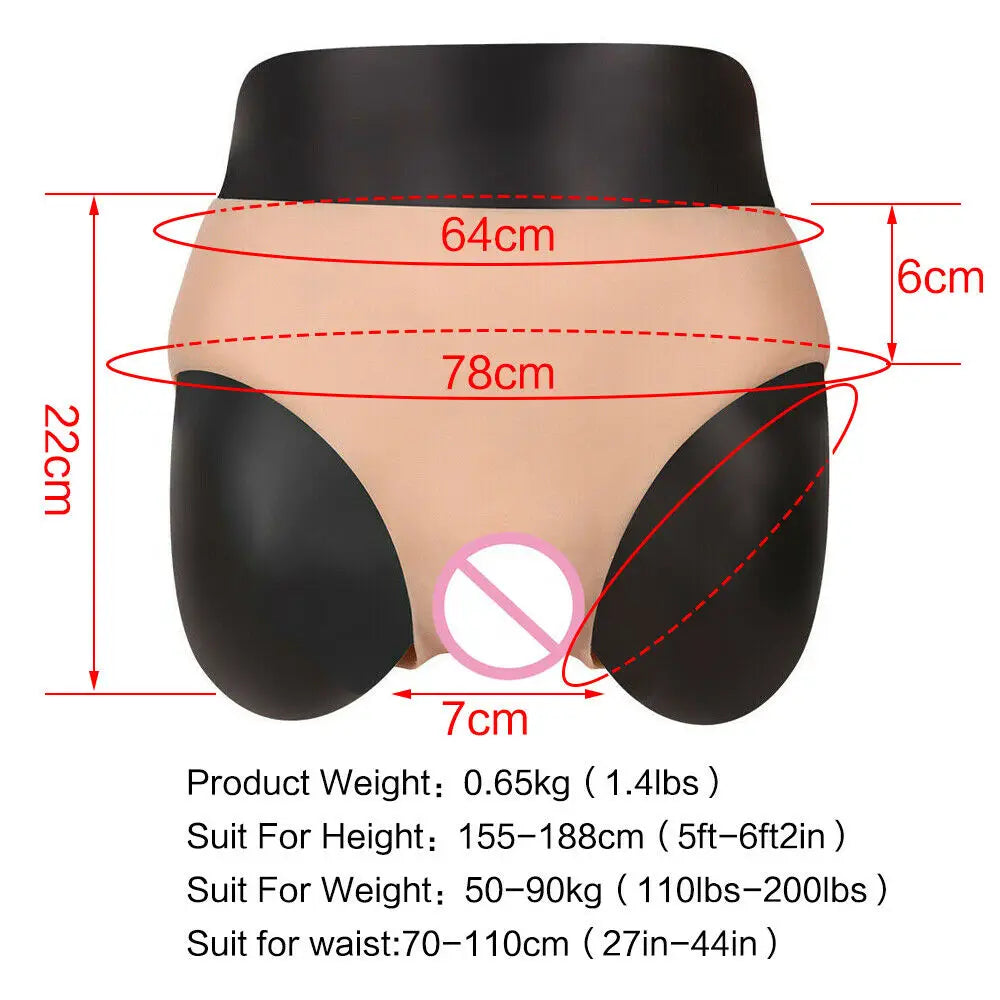 EYUNG Men's Underwear Silicone Fake Vagina Underwear Panties Insertable Build-in Tube Vagina Boxer Briefs Crossdresser Shemale