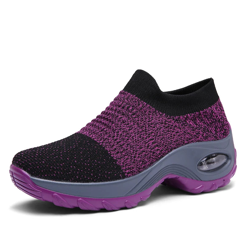 Women Walking Shoes Sock Slip on Mesh Platform Air Cushion Athletic Designer Sneakers for Women Tenis De Luxo Feminino