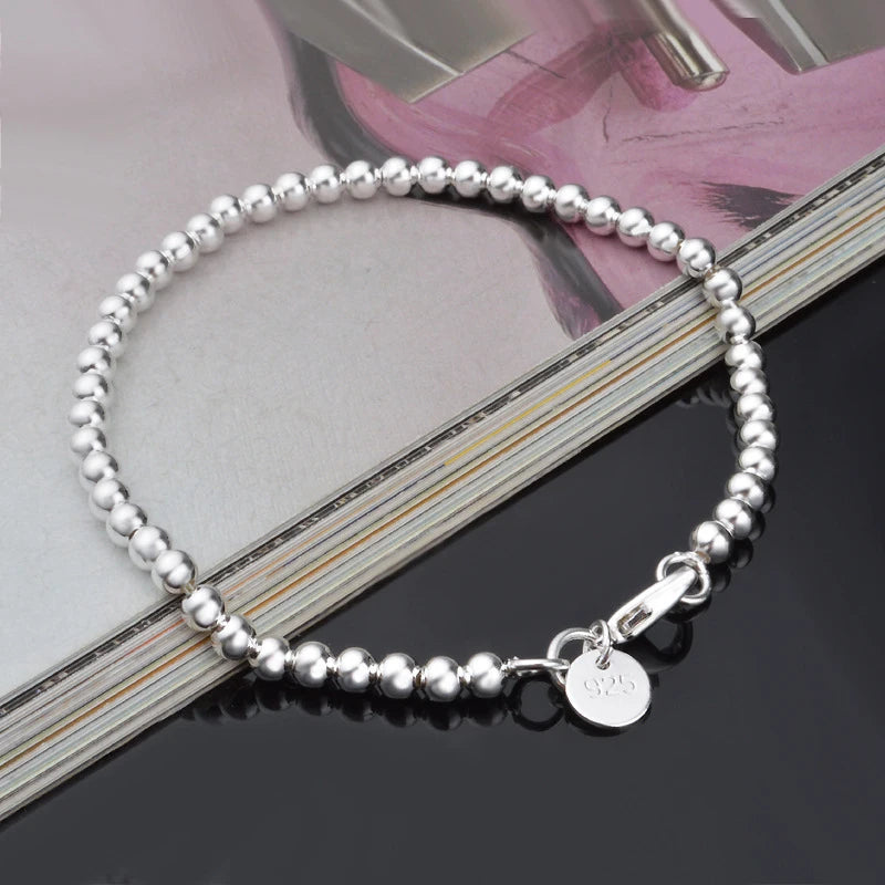 FOXANRY 4MM Hollow Bead Chain Brcacelet Party Jewelry for Women Couples Summer New Fashion Simple Beach Accessories Gifts