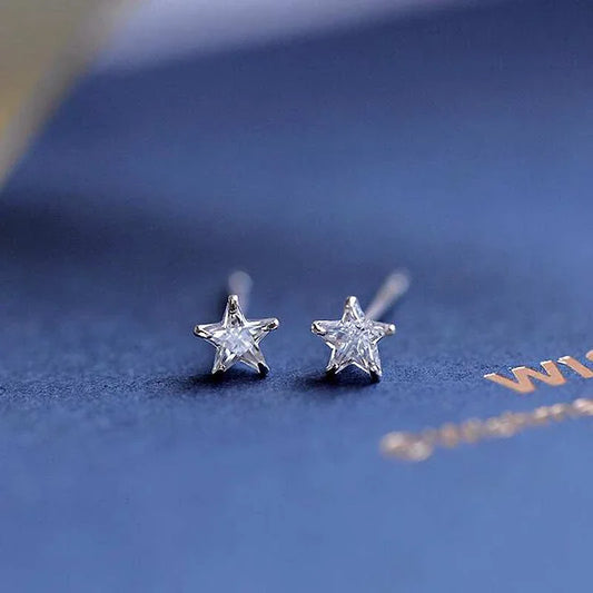 Ruifan Small Star Black Cubic Zircon Stud Earrings for Women Sterling Silver 925 Trendy Lady Jewelry 2024 New Official-website