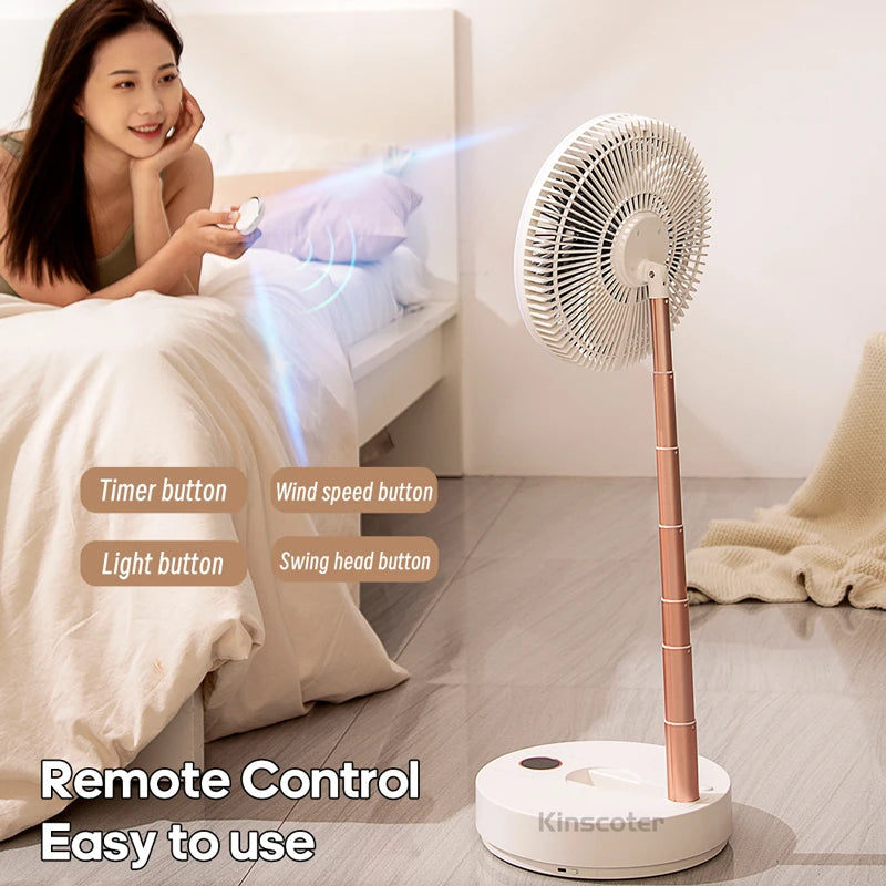 Auto Oscillation Home Floor Fan Electric Wireless Circulator Portable Cordless 10000mah Foldable Ventilator With Remote Control