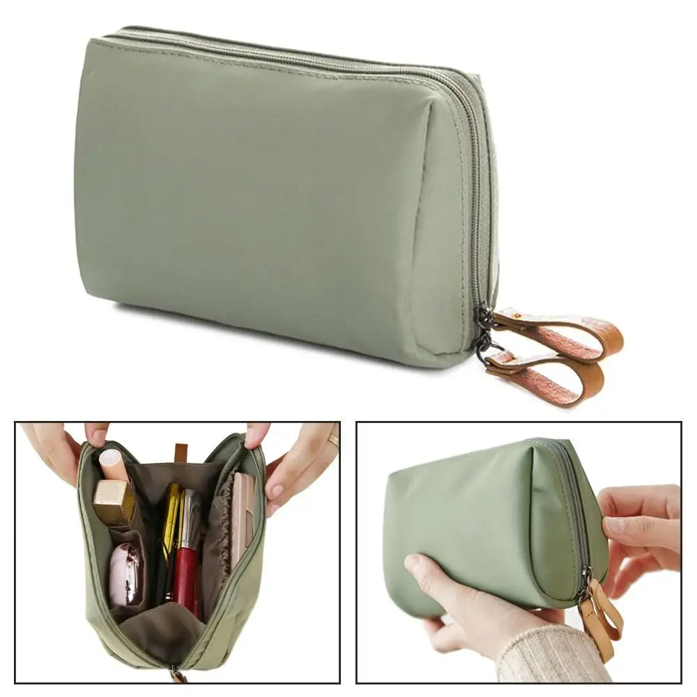 Small Makeup Bag Simple Solid Color Cosmetic Storage Bag for Women Pouch Toiletry Bag Waterproof Make Up Purses Case Mini