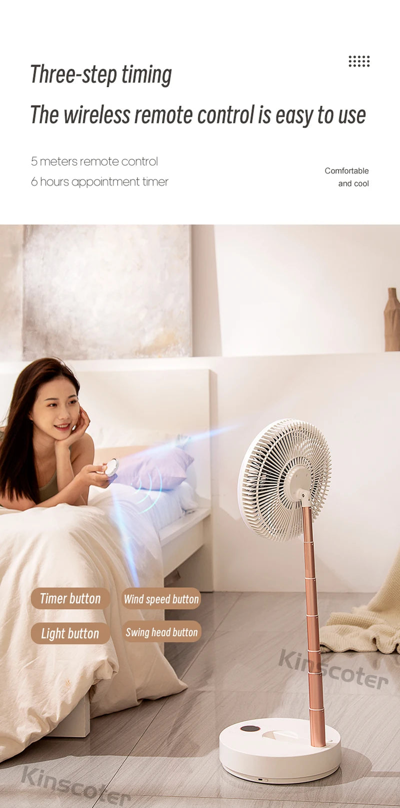 Auto Oscillation Home Floor Fan Electric Wireless Circulator Portable Cordless 10000mah Foldable Ventilator With Remote Control