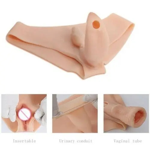 EYUNG Men's Underwear Silicone Fake Vagina Underwear Panties Insertable Build-in Tube Vagina Boxer Briefs Crossdresser Shemale