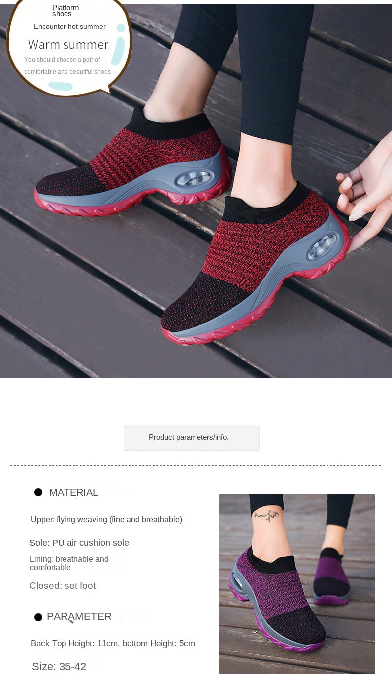 Women Walking Shoes Sock Slip on Mesh Platform Air Cushion Athletic Designer Sneakers for Women Tenis De Luxo Feminino