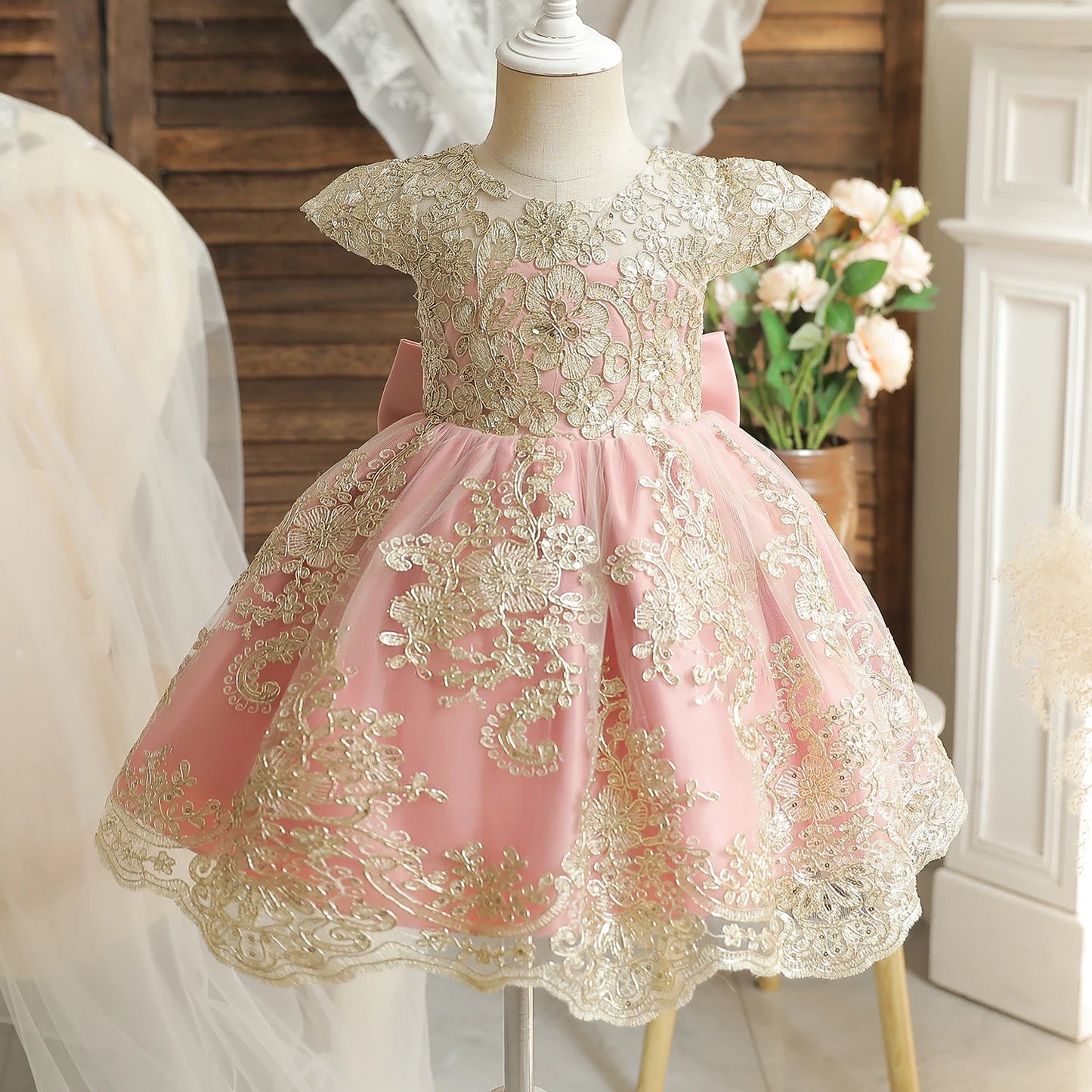 Baby Girls 1st Birthday Baptism Beading Dress For Girls Princess Luxury Embroidery Costumes Kids Party Clothes Toddler Dresses