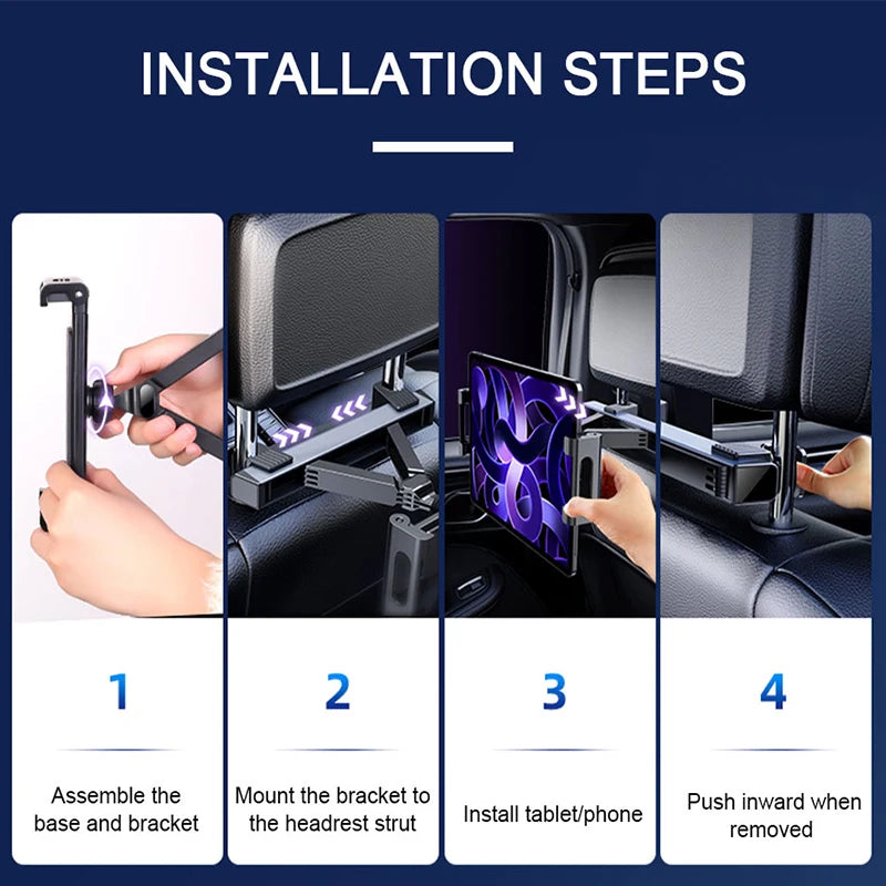 SEAMETAL Upgraded Car Headrest Phone Holder Telescopic Anti Shake Auto Table Holder Smartphone Mount for 4-12.9 Inch iPad iPhone