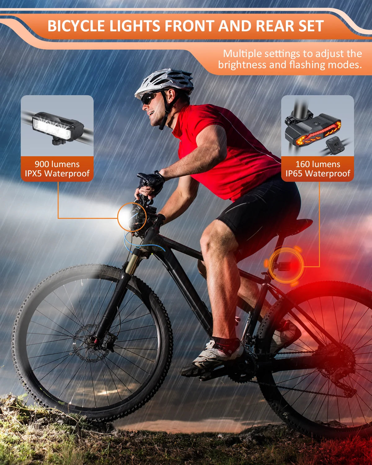 Camluxy Rechargeable Bike Light Front and Rear Set for Night Riding Ultra Bright Bicycle Headlight Turn Signals with Bike Alarm