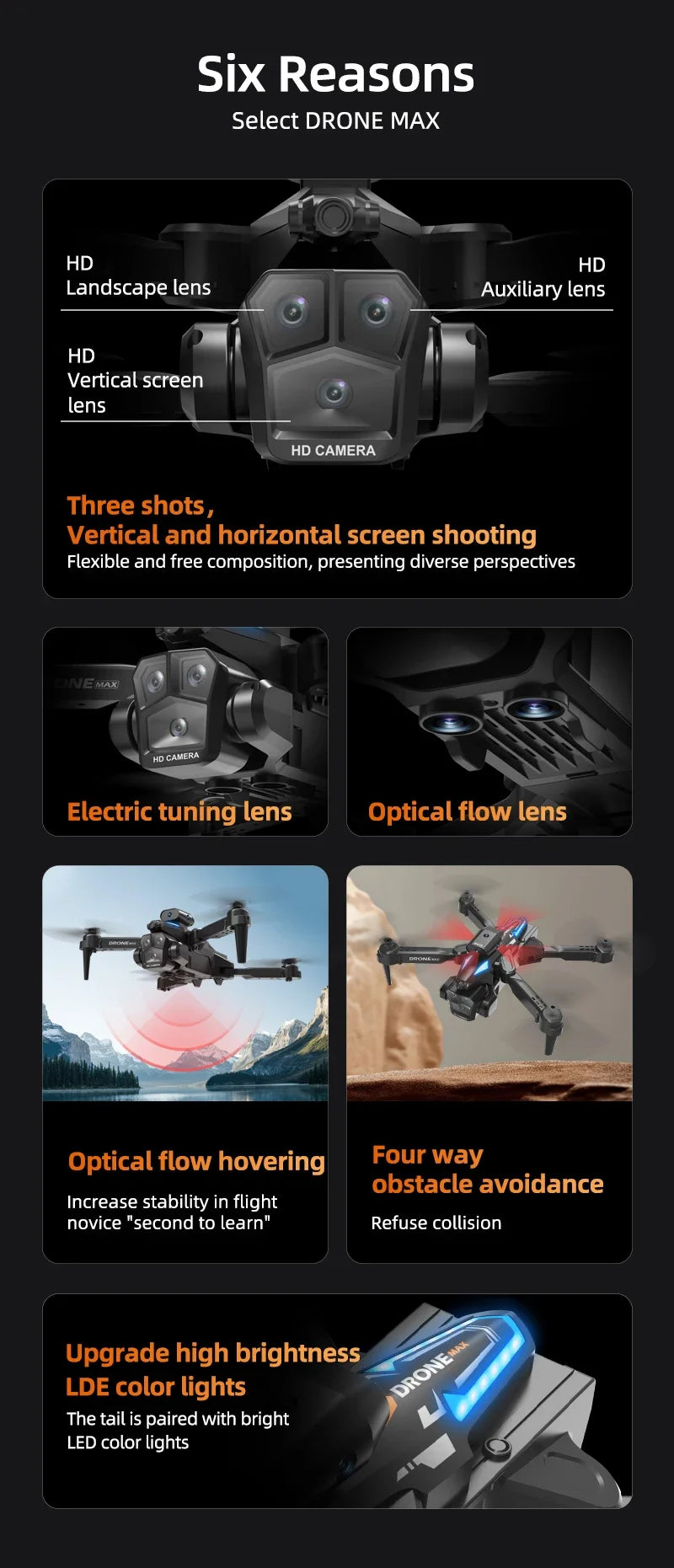 C10 Max Drone Three Camera HD 4K Mini Drones Obstacle Avoidance Dron Wifi FPV Quadcopter Remote Control Aircraft Helicopter Toys