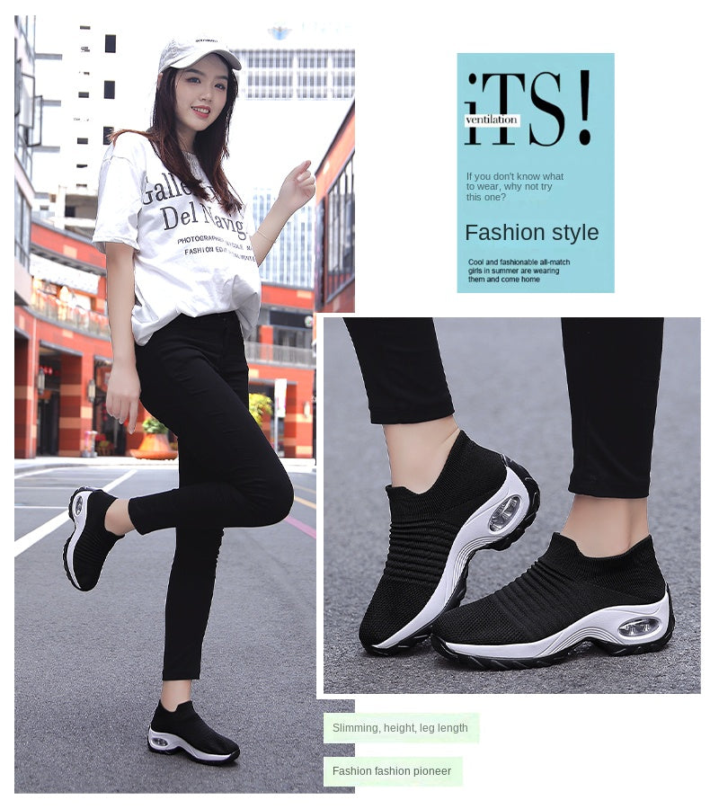 Women Walking Shoes Sock Slip on Mesh Platform Air Cushion Athletic Designer Sneakers for Women Tenis De Luxo Feminino