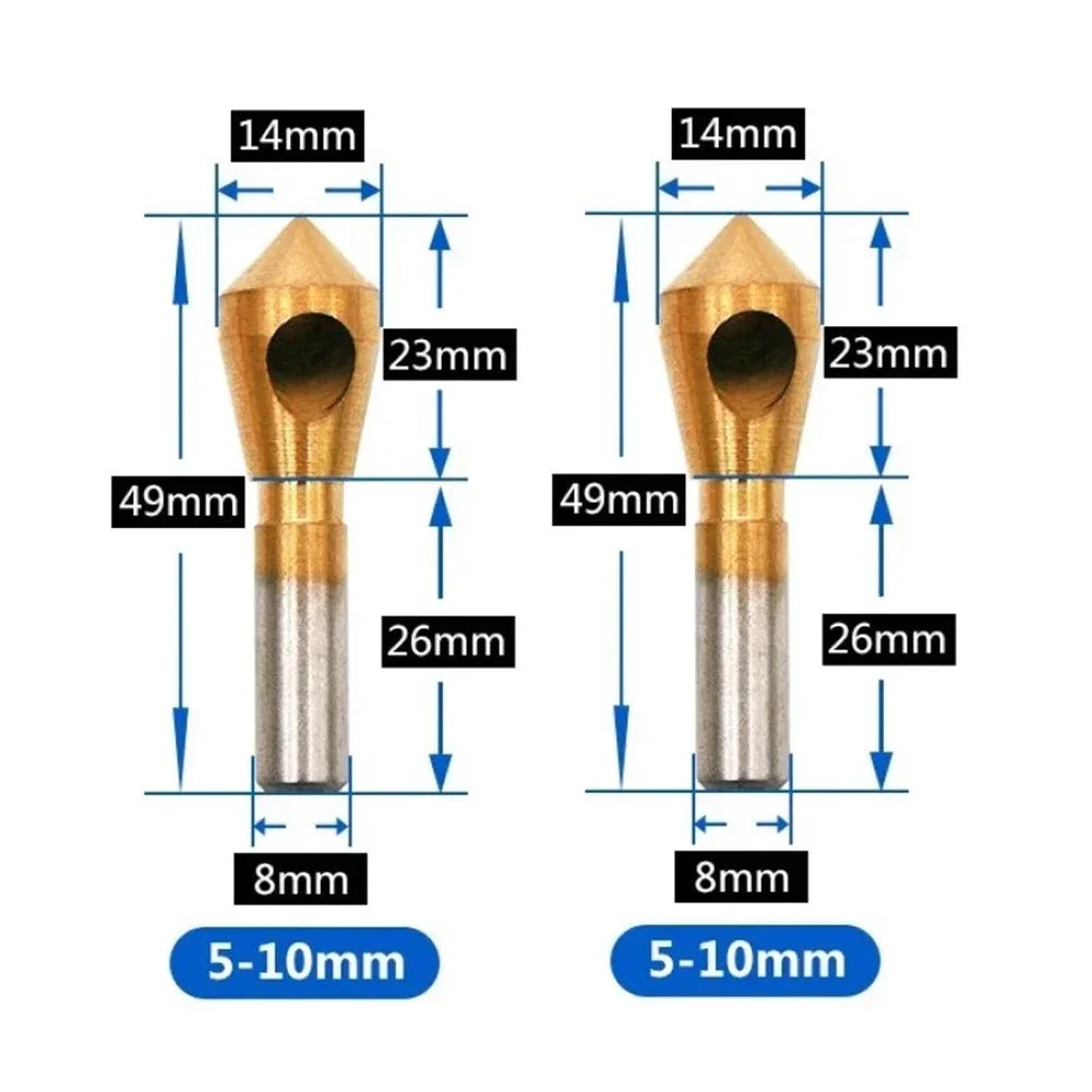 Titanium Coated Deburring Chamfering Cutter Counter Sink Drill Bits Smooth Hole Cutter For Metal Wood Plastic Chamfering Tool