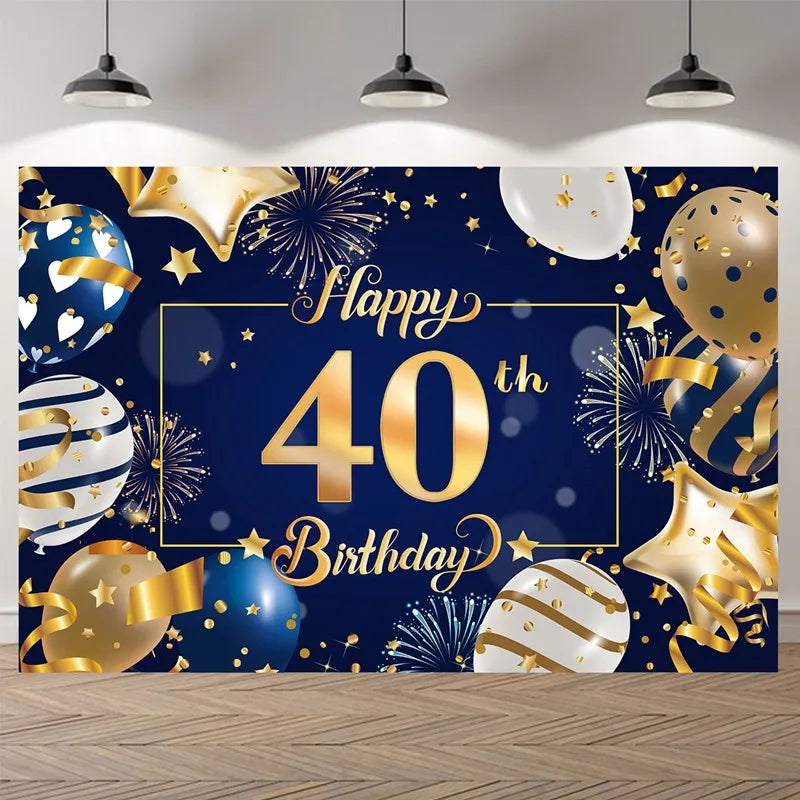 Happy 40th Birthday 40 40th Birthday Party Decorations 40 Years Old Birthday Man Birthday Table Runner Banner Door Curtain Decor