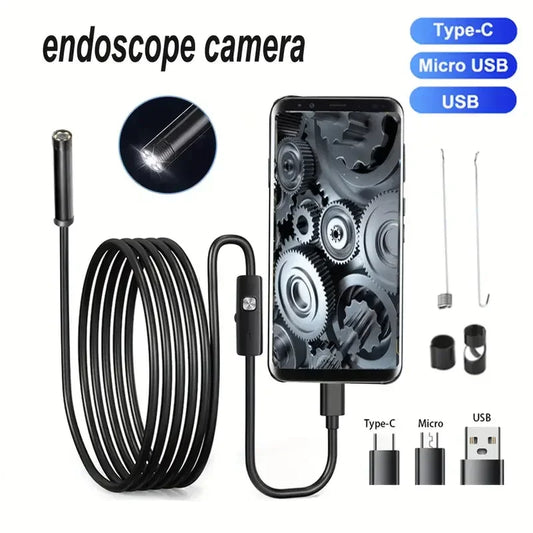 Mini HD Endoscope Camera Waterproof IP67 Industrial Camera Endoscope for Android Phone Camera, Pipe Inspection, Industrial, Auto