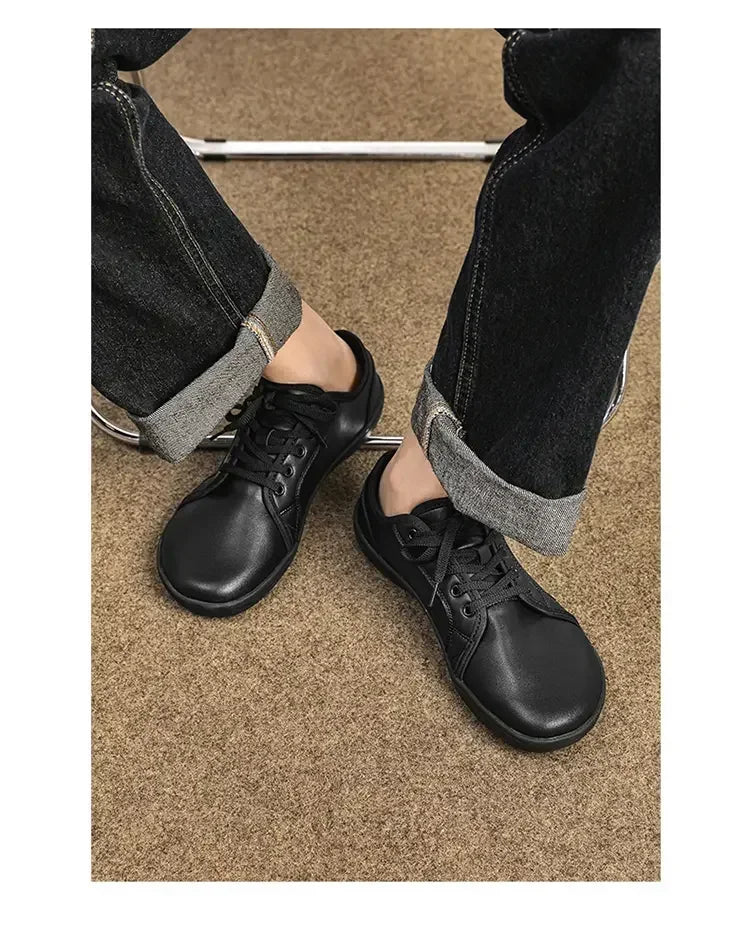 Mens Wide Barefoot Shoes Unisex Plus Size Leather Casual Sneakers Minimalist Toe Shoes Women Zero Drop Comfort Walking Flats