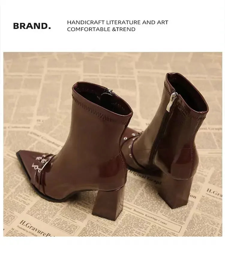 High Heels Ankle Women's Boots Pointed Toe Sexy Shoes for Women 2024 New Side Zip Classic Daily Boots Women Boots Botas