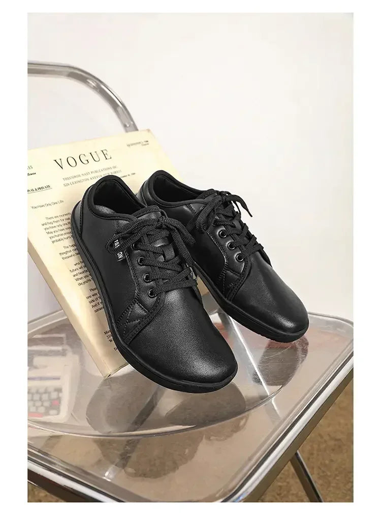 Mens Wide Barefoot Shoes Unisex Plus Size Leather Casual Sneakers Minimalist Toe Shoes Women Zero Drop Comfort Walking Flats