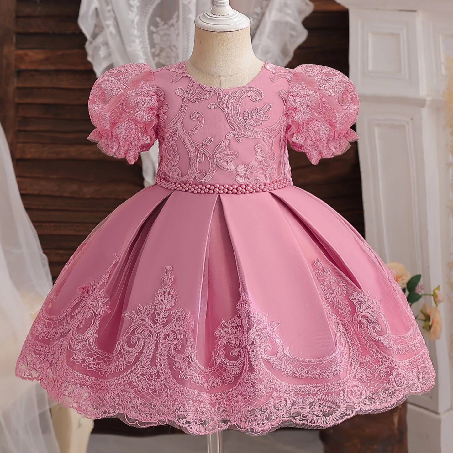 Baby Girls 1st Birthday Baptism Beading Dress For Girls Princess Luxury Embroidery Costumes Kids Party Clothes Toddler Dresses