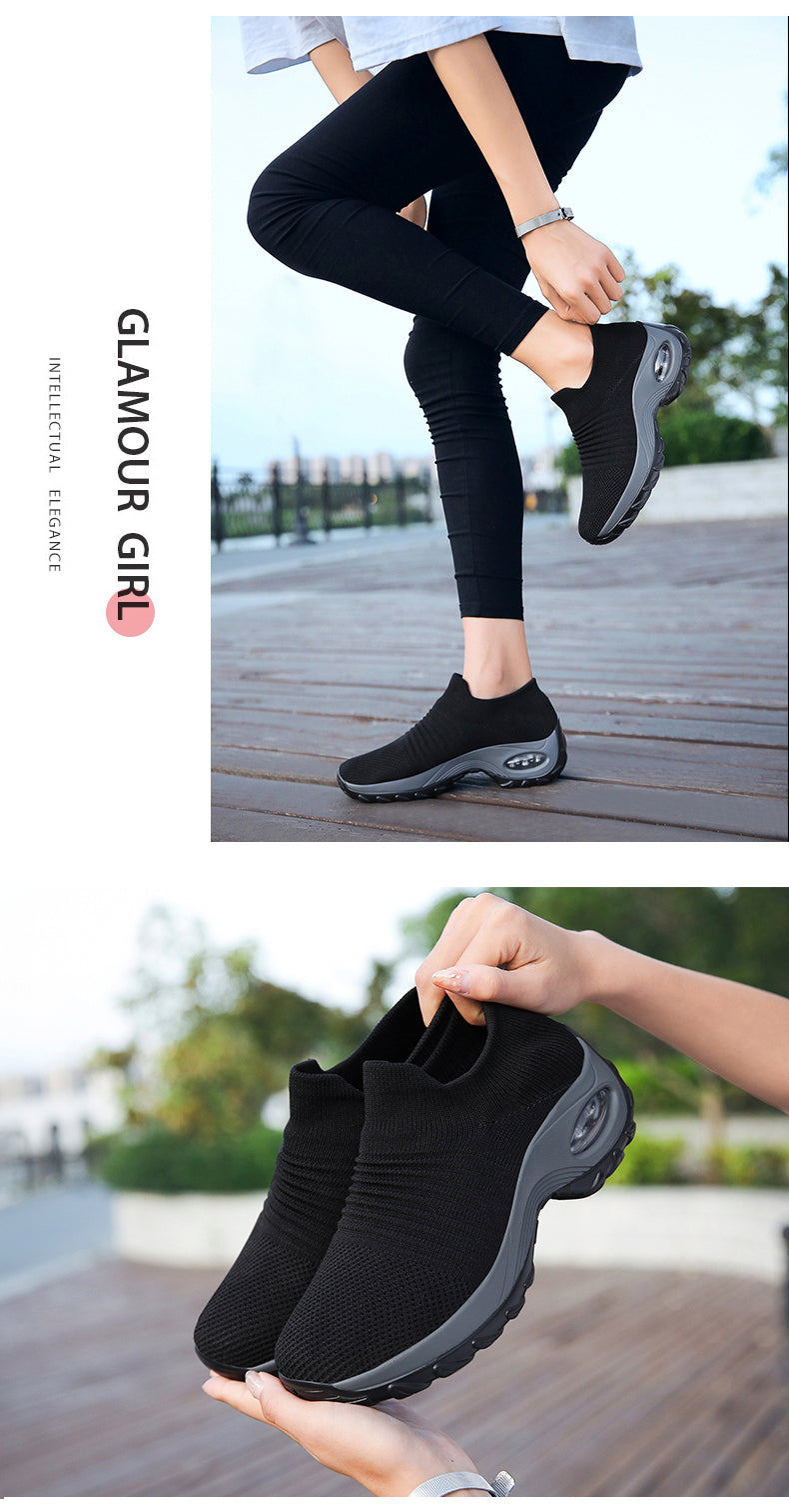 Women Walking Shoes Sock Slip on Mesh Platform Air Cushion Athletic Designer Sneakers for Women Tenis De Luxo Feminino