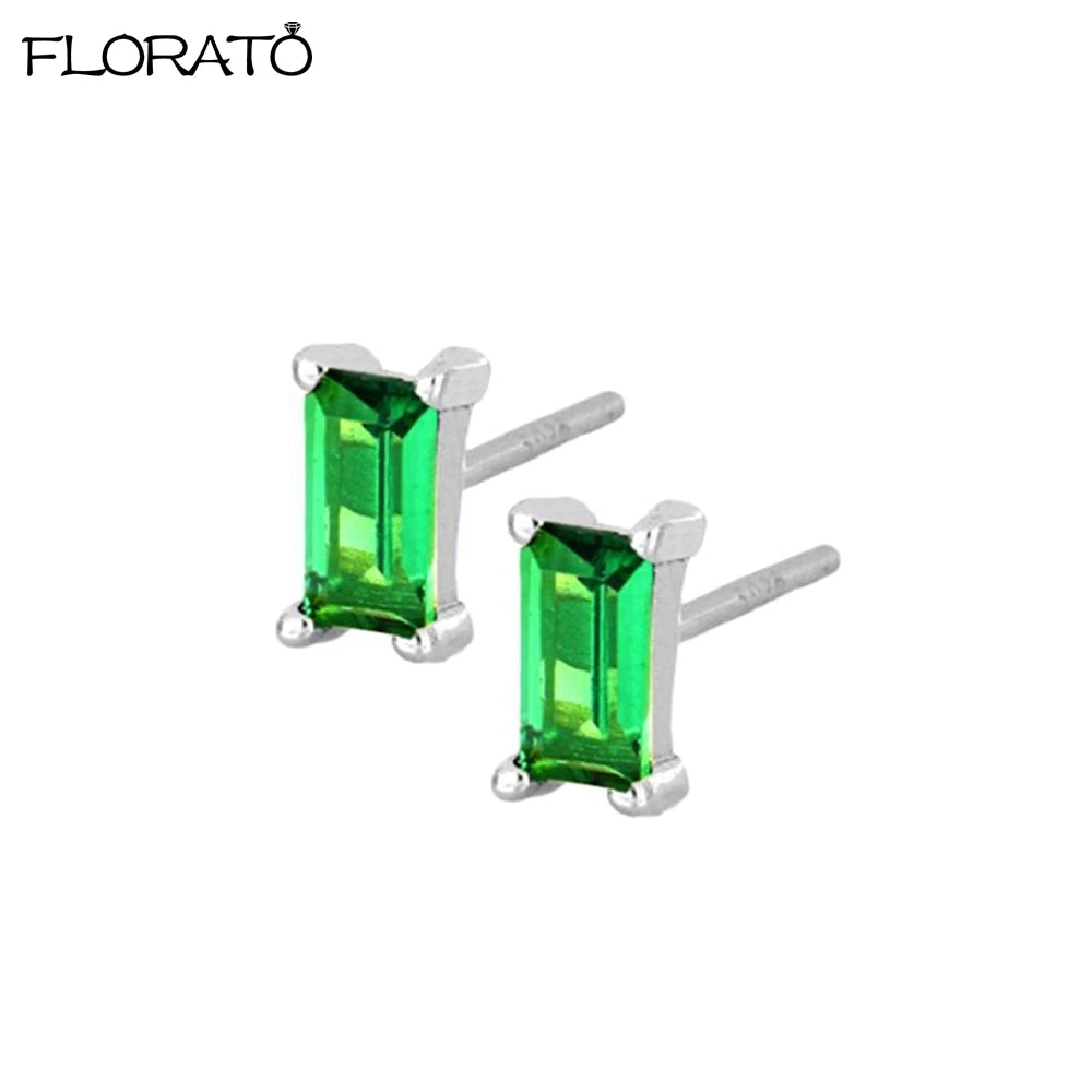 925 Sterling Silver Needle Luxury Green Earrings Trend Small Hoop Earrings for Women Fashion Puncture Jewelry Ear Accessories