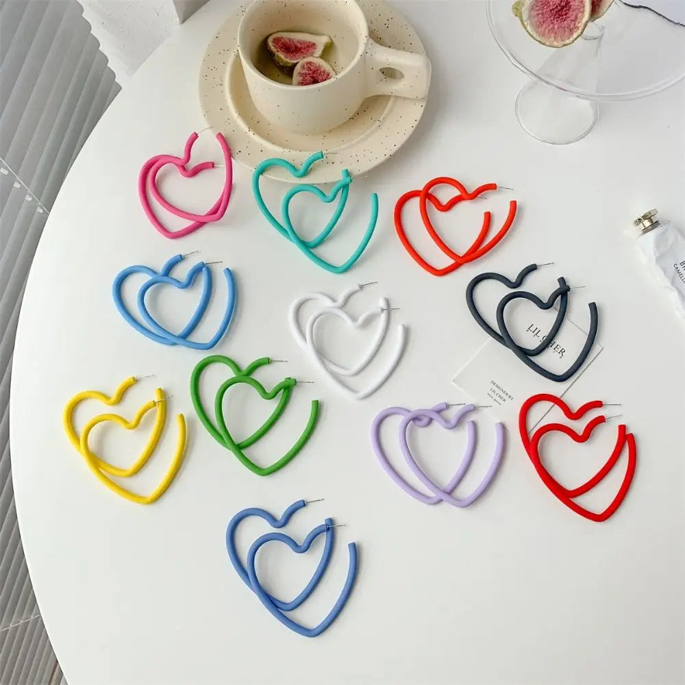 1 Pair Korean Style Love Heart Hoop Earring Acrylic Candy Color Geometric Earring