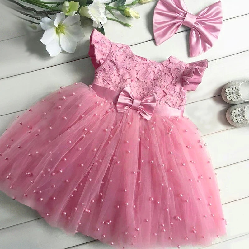 Baby Girls 1st Birthday Baptism Beading Dress For Girls Princess Luxury Embroidery Costumes Kids Party Clothes Toddler Dresses