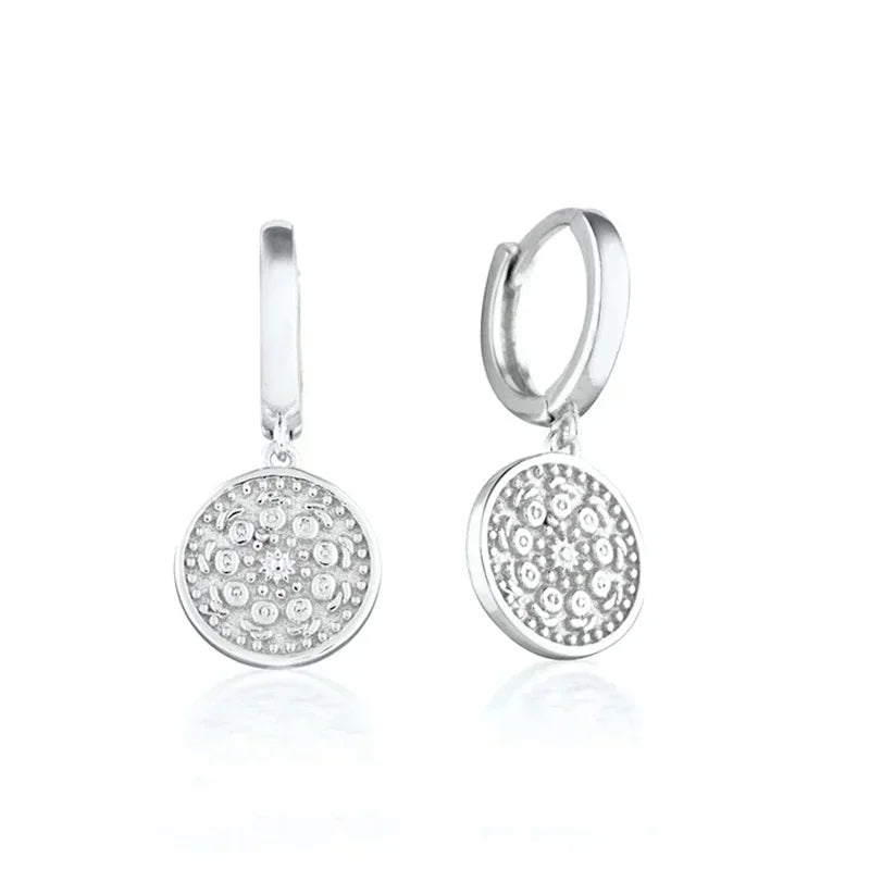 Evil Eye 925 Sterling Silver Ear Needle Exquisite Shell Zircon Retro geometric pendant earrings for women Fashion Party Jewelry