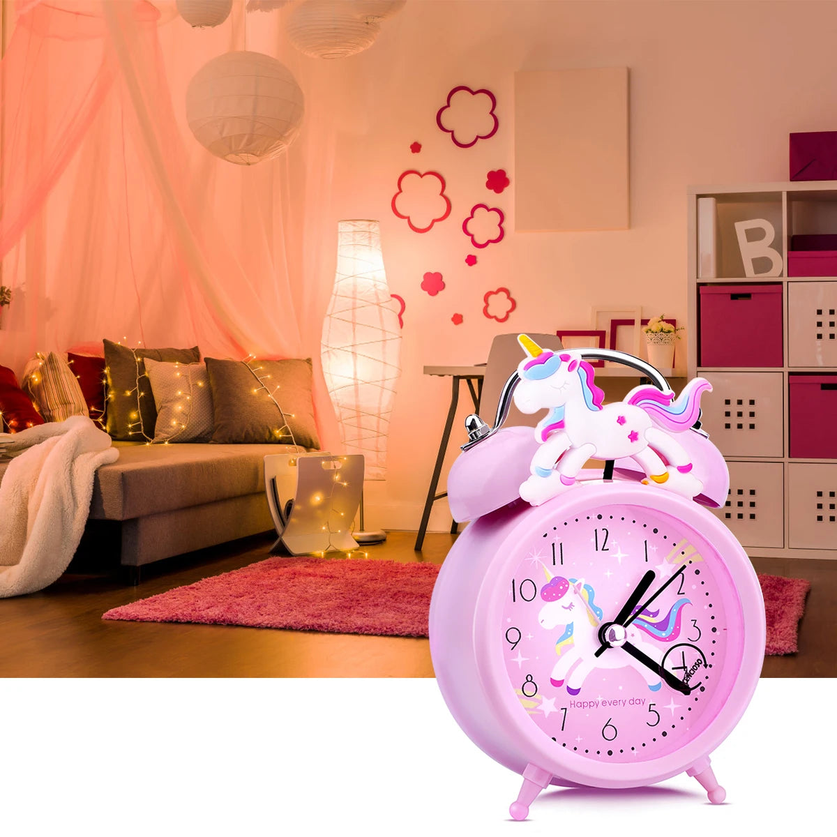 Pink Unicorn Children's Alarm Clock Cartoon Desktop for Kids Bedroom Home Decor Alarm Clock Bedside Table Child alarm Gifts