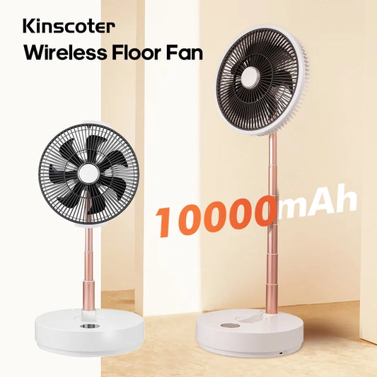 Auto Oscillation Home Floor Fan Electric Wireless Circulator Portable Cordless 10000mah Foldable Ventilator With Remote Control