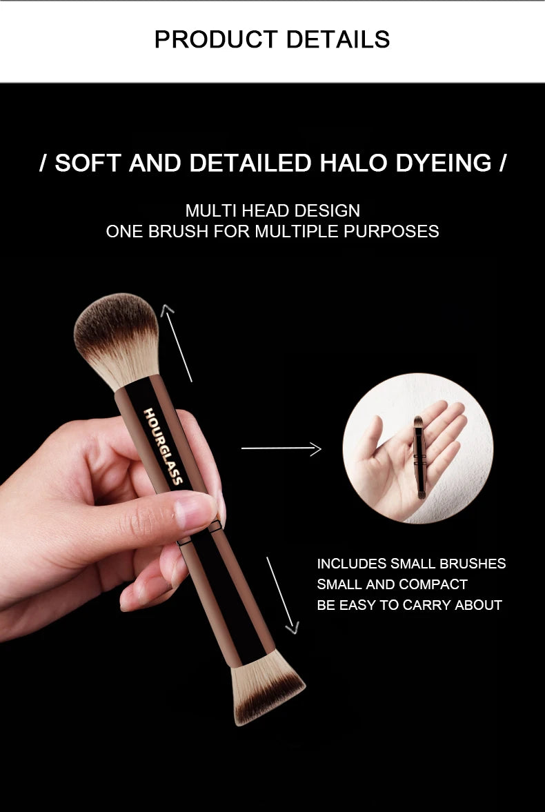 HOURGLASS 4/2 head multifunction hidden makeup brush, for powder foundation concealer eye shadow，good for travel and gift