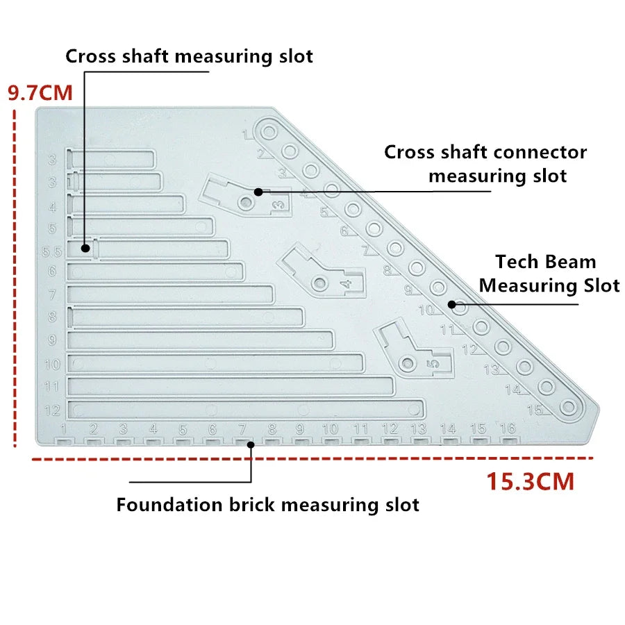 Technical Bricks Multi-functio Building Blocks Parts Measuring Ruler Plastic Measuring Board Tool Easy Brick Ruler For Kid Leduo