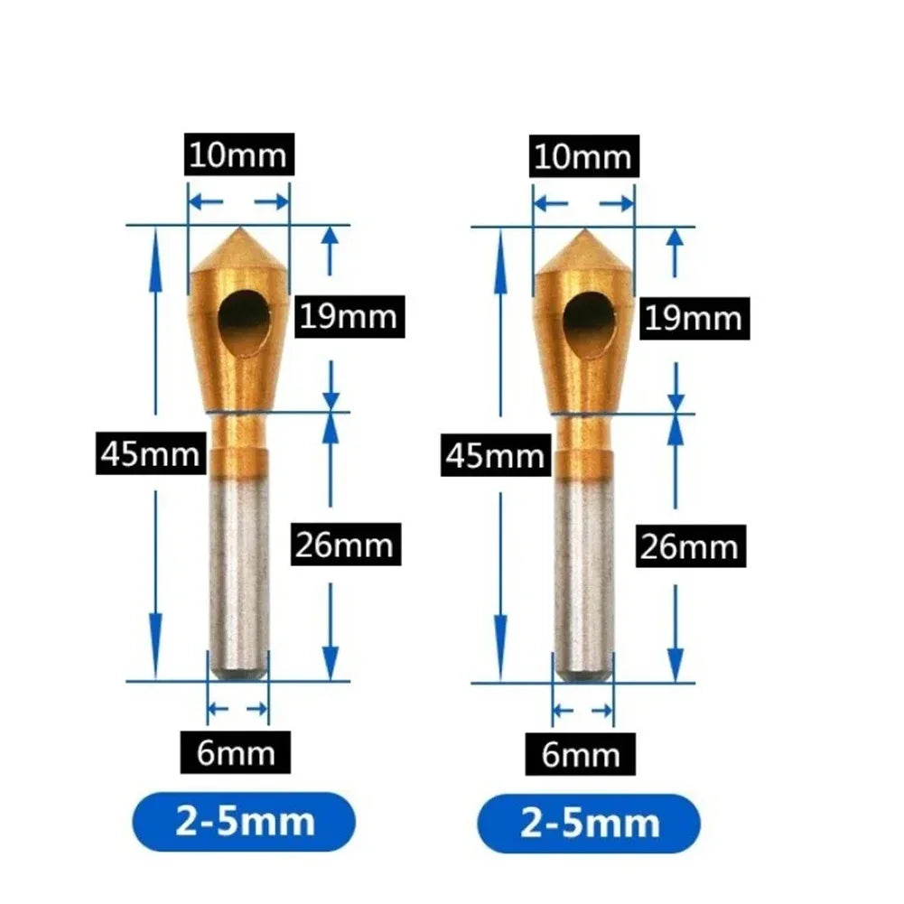 Titanium Coated Deburring Chamfering Cutter Counter Sink Drill Bits Smooth Hole Cutter For Metal Wood Plastic Chamfering Tool