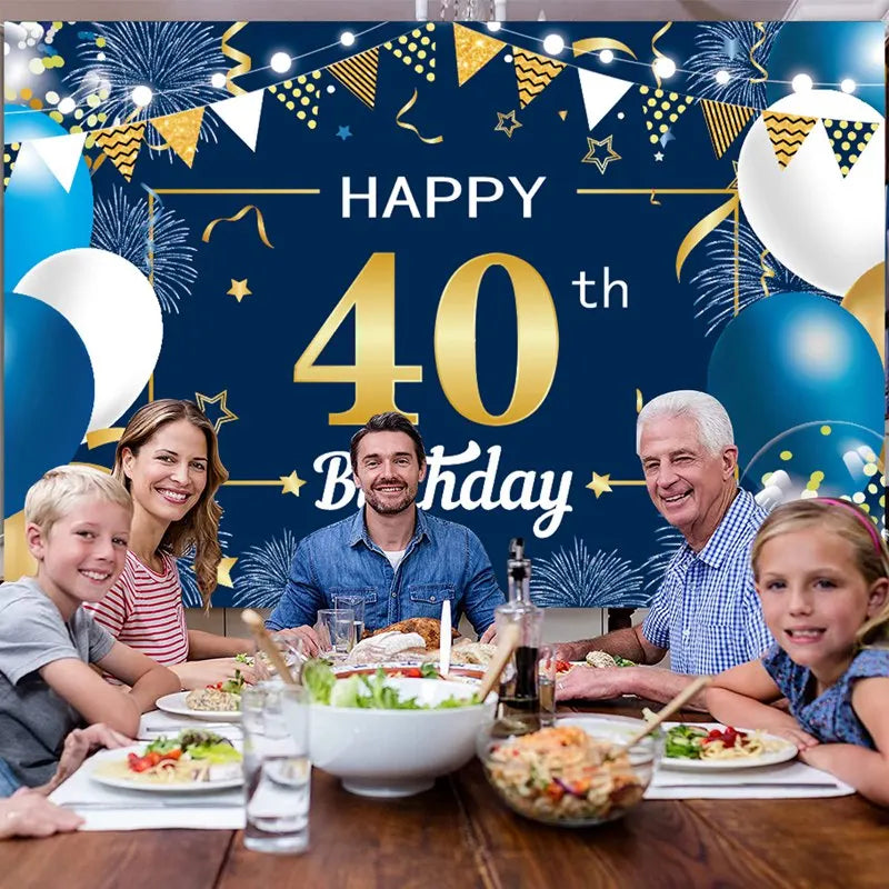 Happy 40th Birthday 40 40th Birthday Party Decorations 40 Years Old Birthday Man Birthday Table Runner Banner Door Curtain Decor