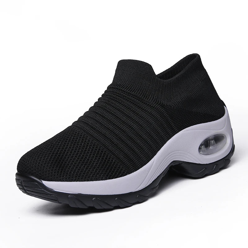 Women Walking Shoes Sock Slip on Mesh Platform Air Cushion Athletic Designer Sneakers for Women Tenis De Luxo Feminino