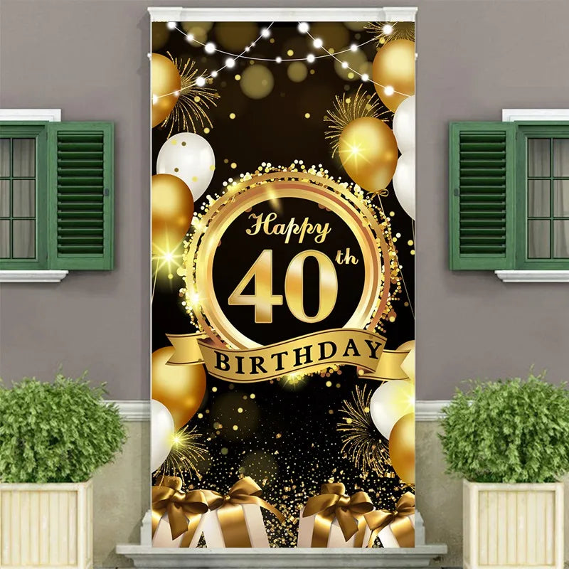 Happy 40th Birthday 40 40th Birthday Party Decorations 40 Years Old Birthday Man Birthday Table Runner Banner Door Curtain Decor