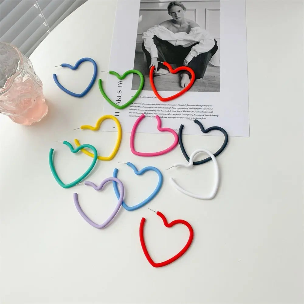 1 Pair Korean Style Love Heart Hoop Earring Acrylic Candy Color Geometric Earring