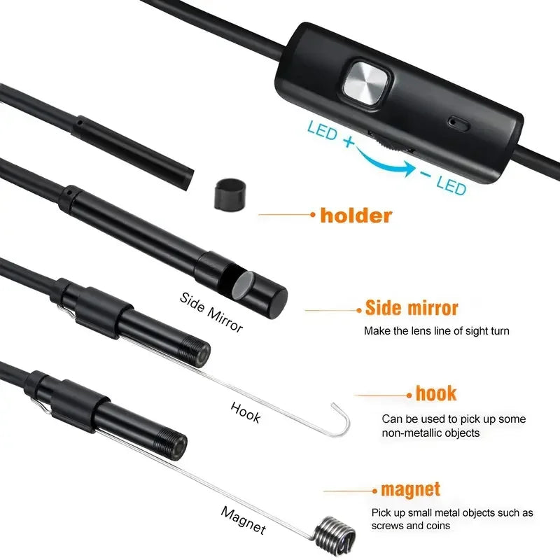 Mini HD Endoscope Camera Waterproof IP67 Industrial Camera Endoscope for Android Phone Camera, Pipe Inspection, Industrial, Auto